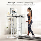 Simple Deluxe Split Top Rotating Standing Desk on Wheels – 23.6" Manual Adjustable Height Mobile Laptop Computer Table – Sit Stand Rolling Workstation with Tilt Function – White Simple Deluxe