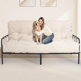 8" Futon Mattress Full Size, Floor Mattress for Adults, Foldable Sofa Couch Bed with Shredded Foam Filling, Comfy Sleeping Mat for Guest, Camping, Dorm, White(Frame Not Included), 54" x 80" Bliss Homey