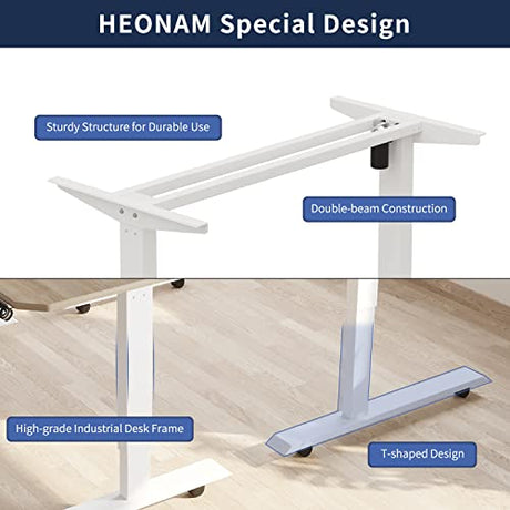 HEONAM Ergonomic Electric Standing Desk 59 Inch, Height Adjustable Sit Stand Desk with Memory Keypad and Large Work Surface HEONAM