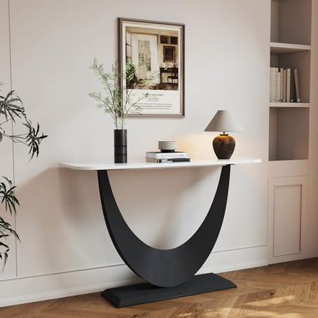 Modern Entryway Table with Marble Top, Narrow Console Table, Entry Way Table Sofa Table, Metal Frame Accent Table, for Entry Way, Hallway, Entrance, Foyer, Living Room B.Sauraseng