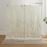 Oli Anderson Boho Tufted Comforter Set Queen Size, 3 Pcs Soft Jacquard Bedding Set for All Seasons, Shabby Chic Farmhouse Bedding Set with Comforters for All Seasons (Beige, Queen) Oli Anderson