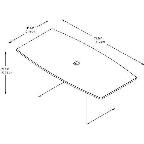 Bush Business Furniture Boat Shaped Conference 4-6 People with Wood Base | Stylish 6 FT Table for Office Boardrooms and Training Rooms, 72W x 36D, Mocha Cherry - WoodArtSupply