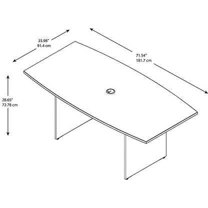 Bush Business Furniture Boat Shaped Conference 4-6 People with Wood Base | Stylish 6 FT Table for Office Boardrooms and Training Rooms, 72W x 36D, Mocha Cherry - WoodArtSupply