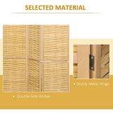 HOMCOM 3 Panel Room Divider, 5.5' Tall Bamboo Portable Folding Privacy Screens, Hand-Woven Double Side Partition Wall Dividers for Home Office, Natural HOMCOM