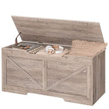 HOOBRO Storage Bench, 43.3” Retro Wooden Storage Chest with U-Shaped Cut-Out Pull, Safety Hinge, Supports 220 lb and Easy Assembly for Toy Box Organizer (Greige) BG772CW01 HOOBRO