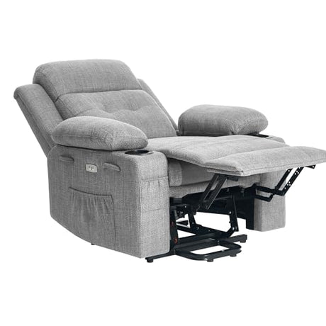 BETISEF Power Lift Recliner Chair for Elderly with Massage & Heat,Linen-Cotton, Electric Recliner with USB Ports, Cup Holders, Side Pockets, Lift Chair for Living Room, Bedroom BETISEF