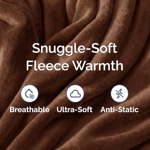 Ultra Soft Fleece Blanket Twin Size - Flannel Fleece Luxury Twin Blanket - Lightweight for Couch Bed Chair - Thick, Warm and Breathable - All Season Cozy Fuzzy, Anti-Static Microplush Bedding, Brown CGK Unlimited