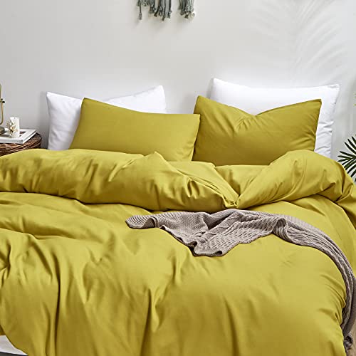 Luxlovery Chartreuse Comforter Set Queen Moss Green Bedding Set Modern Solid Soft Breathable Yellowish-Green Blanket Quilts 3 Piece Bedding Set for Women Men Kids Luxlovery