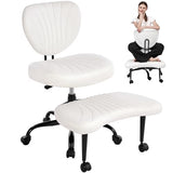 Cross Legged Office Chair, Ergonomic Criss Cross Chair with Wheels, 360° Swivel Height-Adjustable Meditation Chair for Yoga & ADHD, Wide Kneeling Chair with Strong Lumbar Support (White) BPY01W BEWISHOME