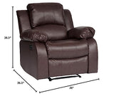 Lexicon Humphreys Faux Leather Wall Hugger Recliner Chair for Living Room, Office, RV - High-Density Foam, Sturdy Solid Wood Frame - Chairs Living Room, Recliners for Small Spaces - Brown Lexicon
