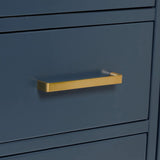 ARIEL Cambridge 55" Midnight Blue Bathroom Vanity with Sink, 1.5" Edge Pure White Quartz Countertop & Backsplash, Center Rectangular Sink, 2 Soft Closing Doors, 9 Full Extension Dovetail Drawers ARIEL