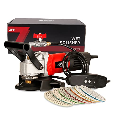 ZFE 800W/110V Variable Speed 4'' Wet Polisher / Grinder & Granite Diamond Polishing Pads Concrete Polisher Stone Polisher for Granite/Marble/Concrete/Stones - WoodArtSupply