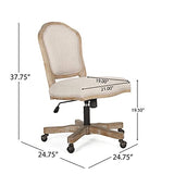 Scilley Upholstered Swivel Office Chair - Beige/Natural Christopher Knight Home
