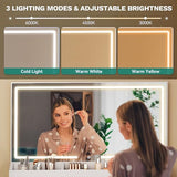 YITAHOME Vanity Desk with Mirror and Lights, RGB Cabinet, Extral Foldable Desk, Makeup Desk with Large Mirror and Power Outlets, Vanity Table Set Bedroom, Dressing Room, White YITAHOME