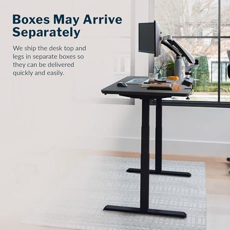 Vari Classic Electric Standing Desk - VariDesk Height Adjustable Sit/Stand Desk - Dual Motor with Memory Presets, Stable T-Style Legs - Gaming or Home Office Workstation - 60”x30”, Black/Black Vari