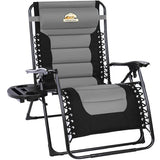 Colegence Oversized Padded Zero Gravity Lounge Chair, Foldable Patio Anti Gravity Reclining Chairs Folding Lawn Recliner with Cup Holder for Yard, Camping, Outdoor, Support 350 LBS, Black
