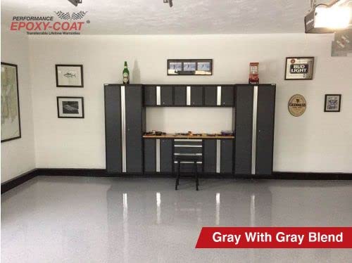 Epoxy-Coat Epoxy Floor Kit GOOD Full Kit Gray Base with Gray Blend Flakes- up to 500 sq.ft. at 9.7 mils - for Garage Floors, Basement Floors, Concrete, and More - WoodArtSupply