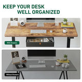 FEZIBO 63 x 24 Inches Standing Desk with Drawer, Adjustable Height Electric Stand up Desk with Storage, Sit Stand Home Office Desk, Ergonomic Computer Desk, Rustic Brown FEZIBO