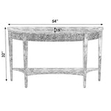 Beaumont Lane Traditional Demilune Console Table, Medium Brown Burl Wood Veneer, 54" W x 15" D x 32" H, Rubberwood Frame, Tapered Legs, Lower Shelf, Entryway or Living Room Furniture Beaumont Lane