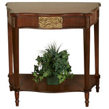 Touch of Class Sarantino Wooden Console Table - Natural Cherry with Aged Gold Details - Traditional Decorative Regal Furniture - Half Circle Moon Shape - Elegant Display for Entryway Room Touch of Class