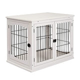 PawHut Dog Crate Furniture, Small Dog Cage End Table with Two Opening Sides, Lockable Door, Puppy Kennel Indoor, Cute and Decorative, Pure White PawHut