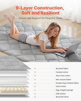 VEVOR 9-Layer Japanese Futon Mattress, 2.5" Thick Twin Tatami Mat, Foldable Roll Up Mattress for Sleeping with Storage Bag, Portable Floor Mattress for Camping Dormitory Yoga, Gray VEVOR