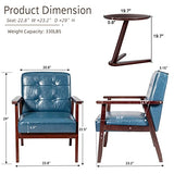 Okeysen Accent Chairs Set of 2 with Side Table, Mid Century Modern Accent Chair, Retro Wood and Fabric Armchairs Side, Lounge Reading Comfy Arm Chair for Living Room, Bedroom, Office Okeysen