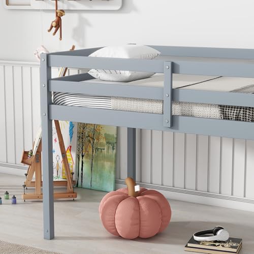 Bellemave Stylish Grey Twin Loft Bed with Ladder for Kids - Versatile Low Design Bellemave