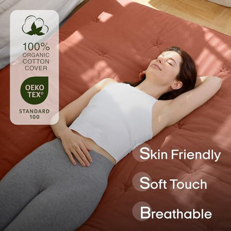 ZonLi Japanese Floor Futon Mattress Twin Size 75"x 39", 100% Cotton Cover 2.5'' Thicken Tatami Mattress, Foldable Sleeping Pad, Portable Dormitory Tatami Mat, Roll Up Floor Lounger Bed for Adult ZonLi