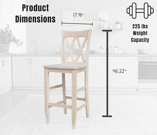 International Concepts 29-Inch Double X Stool, Unfinished - WoodArtSupply