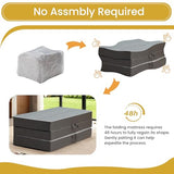 Tri Folding Mattress Twin Size - 6 Inch Dual-Layer Memory Foam Foldable Mattress Portable Futon Sofa Bed with Removable Washable Cover, Handle & Non-Slip Bottom for Guest, Camping, RV, Yoga, Home Use feliz home