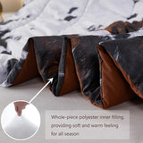 PERFEMET Black King Size Comforter Set 3 Pieces Cow Print Bedding Set Western Farmhouse Rustic Bed Comforter Animal Cowhide Quilt Set for Bedroom Decoration PERFEMET