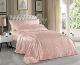 Comfy Deal Hight Thread Count Solid Color Soft Silky Charmeuse Satin Luxury and Super Soft Bed Sheet Set Or Pillowcase (Blush, Full) Comfy Deal