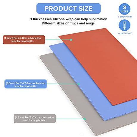 Bwenky Sublimation Tumbler Wrap Compatible with Mug Press Tumbler Heat Press Machine 3 Thicknesses for Sublimation Tumblers Blanks Products Mug Press Attachment 10 x 4.7" Sublimation Wraps Bwenky