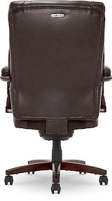 La-Z-Boy Bellamy Executive Office Chair with Memory Foam Cushions, Solid Wood Arms and Base, Waterfall Seat Edge, Bonded Leather, Brown La-Z-Boy