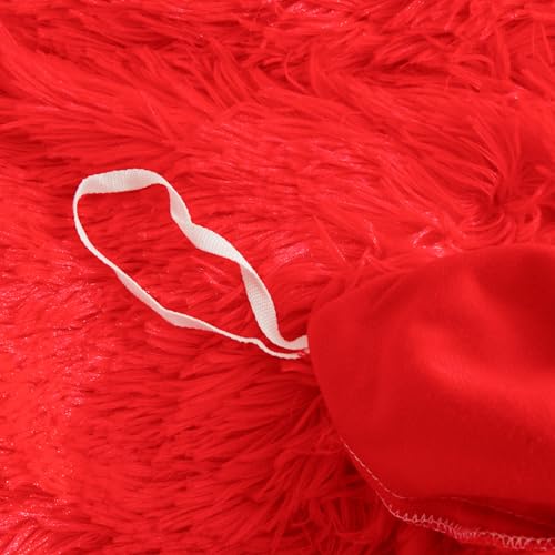 Besfunny Faux Fur Fluffy Red Comforter Cover Queen Set – Plush Faux Fur Red Bedding 3-Piece Set (1 Duvet Cover + 2 Furry Pillow Shams) Cozy Bed Set Besfunny