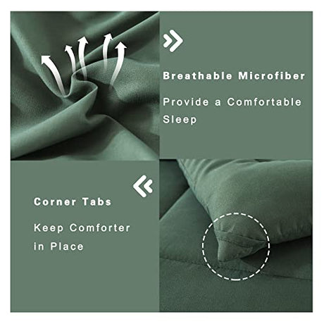 DOWNCOOL Twin Comforter Set -All Season Bedding Comforters Sets with 1 Pillow Case -2 Pieces Bed Set Down Alternative Comforter Set -Sage Green Twin Bedding Sets(64"x88") DOWNCOOL