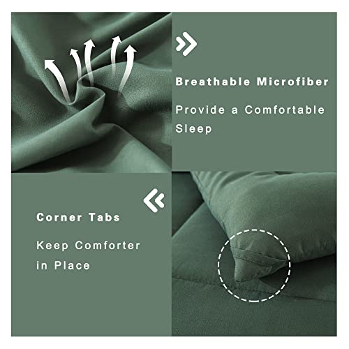 DOWNCOOL Full Size Comforter Sets -All Season Bedding Comforters Sets with 2 Pillow Cases -3 Pieces Bed Set Down Alternative Comforter Set -Sage Green Bedding Sets Full(82"x86") DOWNCOOL