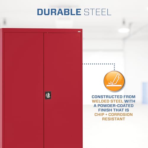 Sandusky Lee EA4R462472-01 Elite Garage Storage Cabinet, Steel Utility Cabinet with Adjustable Shelves, 72"H, Red Sandusky