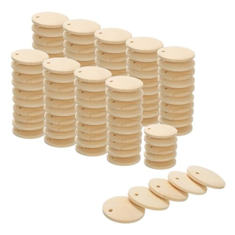 uxcell Round Wooden Discs, 100Pcs 20mm - Log Unfinished Wood Circles with Holes, Wood Ornaments for Crafts, DIY Jewelry Accessories, Birthday Board Tags uxcell