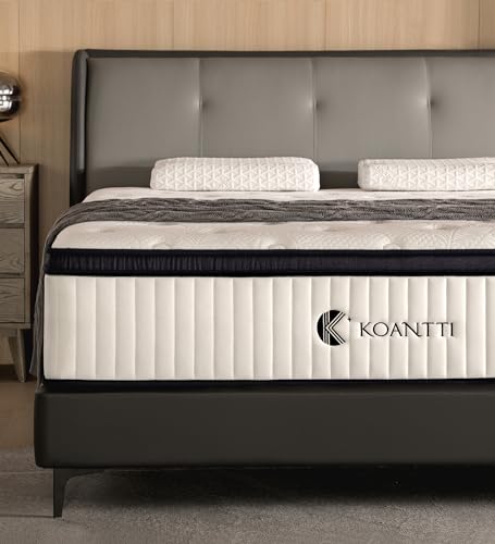 KOANTTI Queen Mattress,12 Inch Queen Size Mattresses Memory Foam Hybrid White Mattress in a Box,with Provide Support and Improve Sleep Mattresses,Medium Firm,CertiPUR-US.