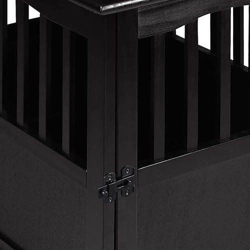 Casual Home Wooden Indoor Dog Crate House Kennel End Table Night Stand Furniture with Lockable Latch for Small to Medium Pets, Black Casual Home
