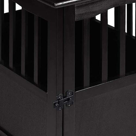 Casual Home Wooden Indoor Dog Crate House Kennel End Table Night Stand Furniture with Lockable Latch for Small to Medium Pets, Black Casual Home