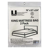 Uboxes King Mattress Poly Covers, 76 x 15 x 104 inch, 2 Count (Pack of 1), Clear Uboxes