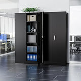 Patiomore Metal Garage Storage Cabinet, 72” Lockable File Cabinets with 2 Doors and 4 Adjustable Shelves, Steel Tool Cabinets with Lock for Office, Home, Gym, Black Patiomore