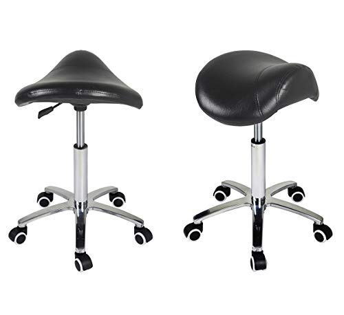 Antlu Saddle Stool Rolling Chair for Medical Massage Salon Kitchen Spa Drafting,Adjustable Hydraulic Stool with Wheels (Without Backrest, Black) Antlu