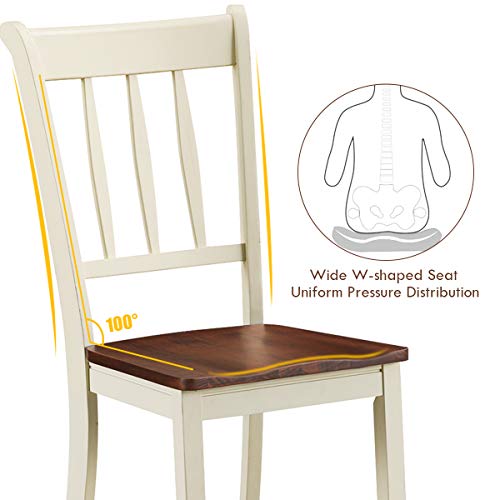 Giantex Wood Dining Chairs Set of 4, Solid Rubber Wood Armless Kitchen Chairs with Non-Slip Foot Pads, Easy to Assemble Dining Side Chair, Farmhouse Giantex