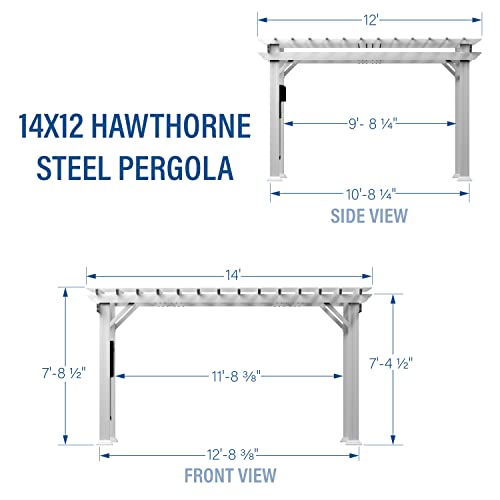 Backyard Discovery 14x12 ft Hawthorne White Galvanized Steel Pergola w/Soft Sail Shade, Spacious, Rust Resistant, UV Protection, Resist Winds Up to 100 MPH, Durable, Powerport USB & Electrical Outlet Backyard Discovery