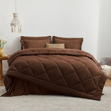 Love's cabin Queen Comforter Set Brown, 7 Pieces Queen Bed in a Bag, All Season Bedding Sets with 1 Comforter, 1 Flat Sheet, 1 Fitted Sheet, 2 Pillowcase and 2 Pillow Sham Love's cabin