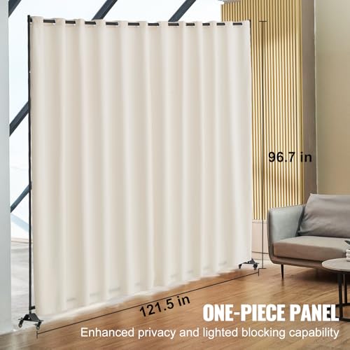 VEVOR Room Divider, Portable Panel Room Divider with Wheels Curtain Divider Stand, Freestanding Room Divider Privacy Screen for Office, Bedroom, Dining Room, Study, Beige VEVOR